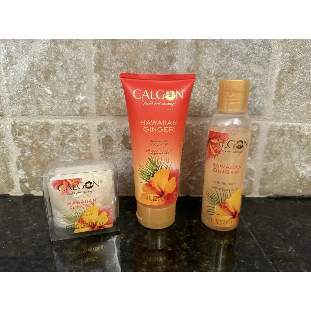 Calgon Take Me Away Bubble Bath, Body Wash & Bath Salts Hawaiian Ginger (travel)